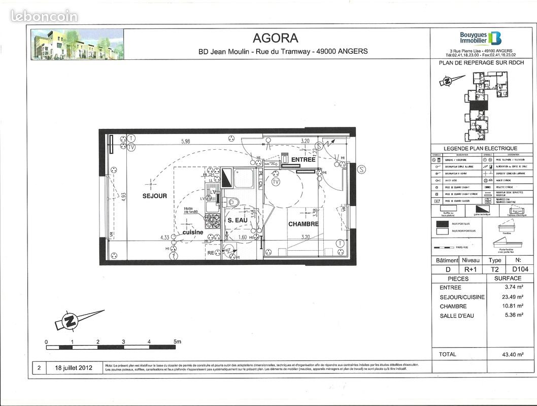 Appartement à louer, 43m², Angers
