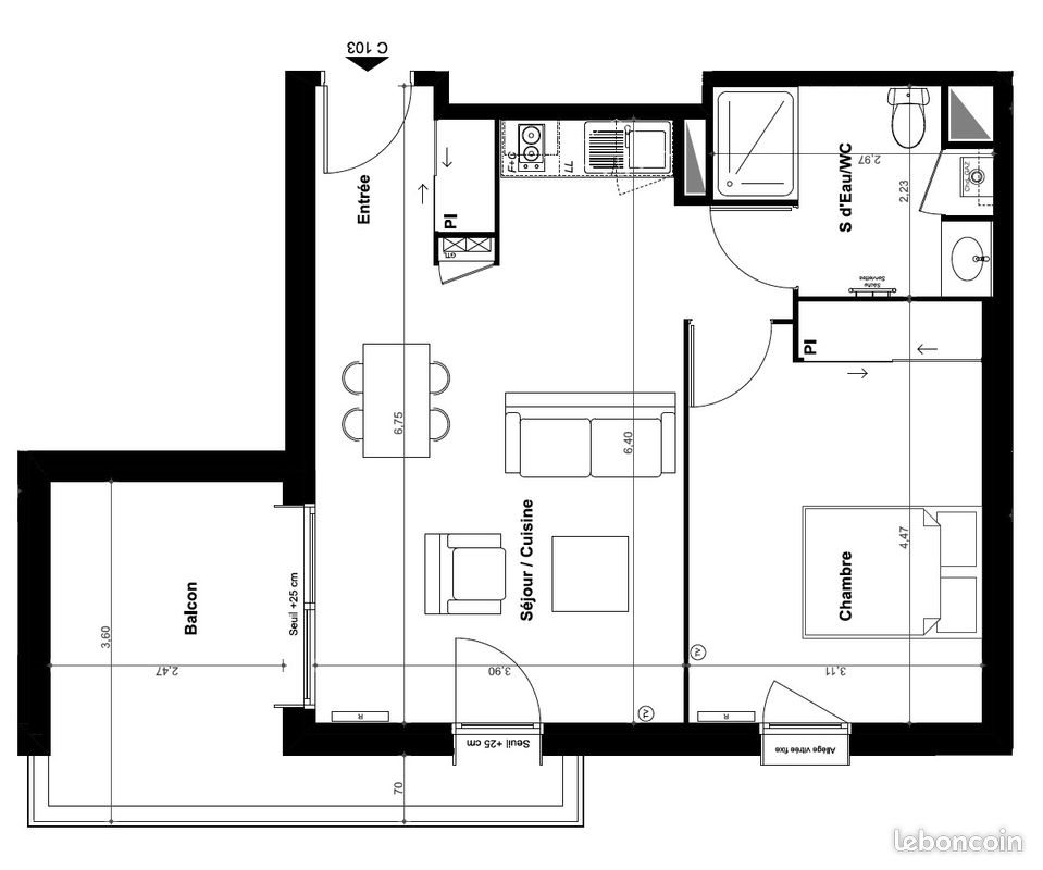 Appartement à louer, 44m², Pessac