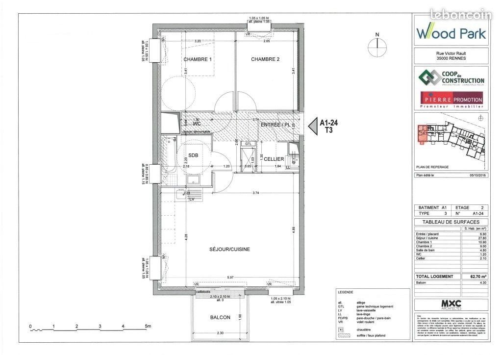 Appartement à louer, 62m², Rennes