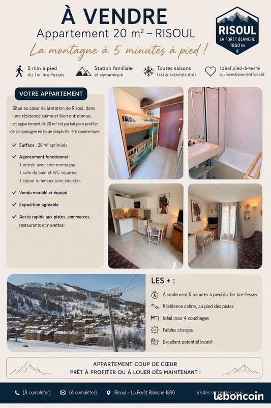 Appartement à vendre, 20m², Risoul