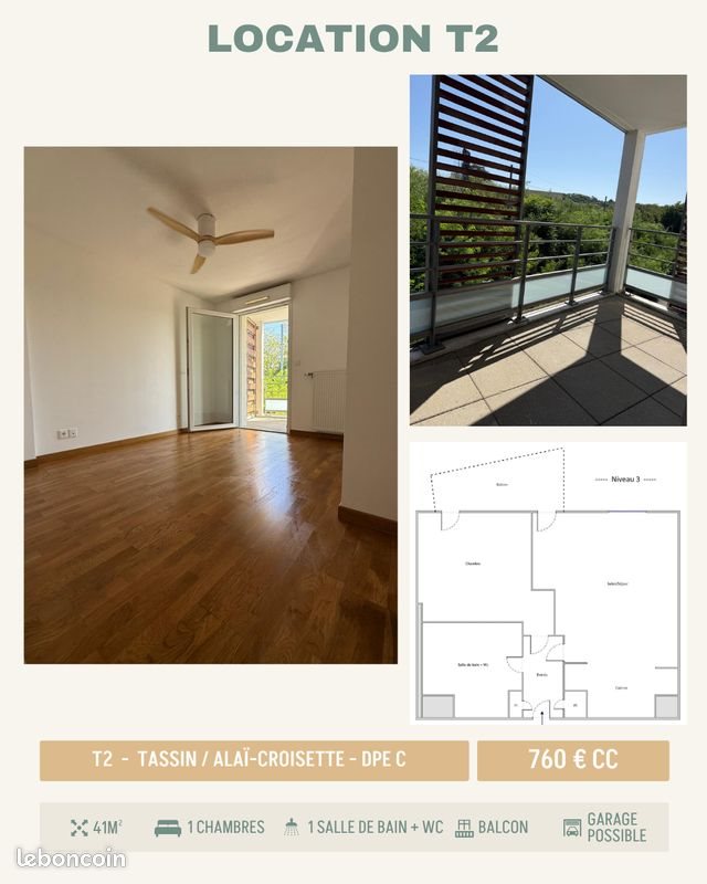 Appartement à louer, 41m², Tassin-la-Demi-Lune