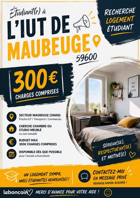 Appartement à louer, 25m², Maubeuge