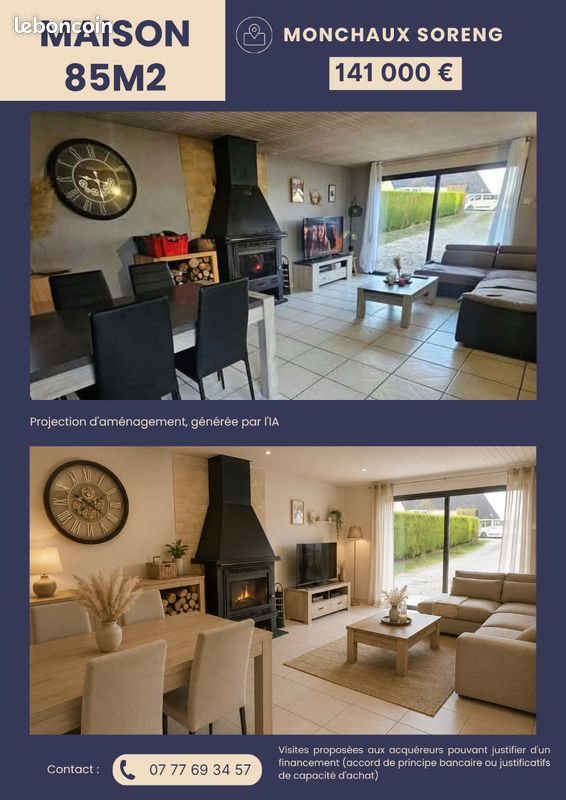 Maison à vendre, 85m², Monchaux-Soreng