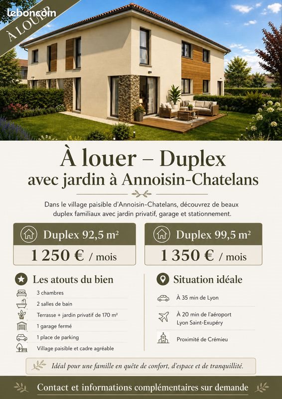 Maison à louer, 92m², Crémieu
