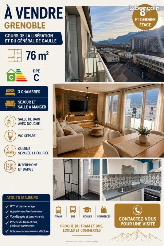 Appartement à vendre, 76m², Grenoble