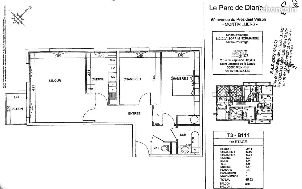 Appartement à vendre, 65m², Montivilliers