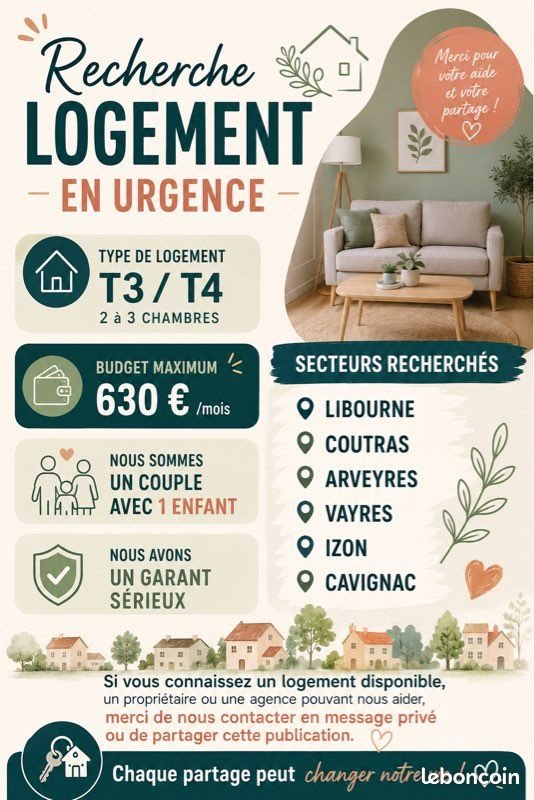 Appartement à louer, 55m², Izon