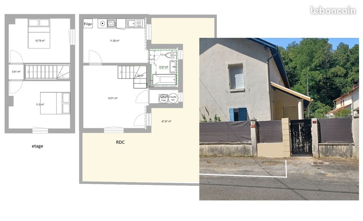 Maison à louer, 54m², Sourzac