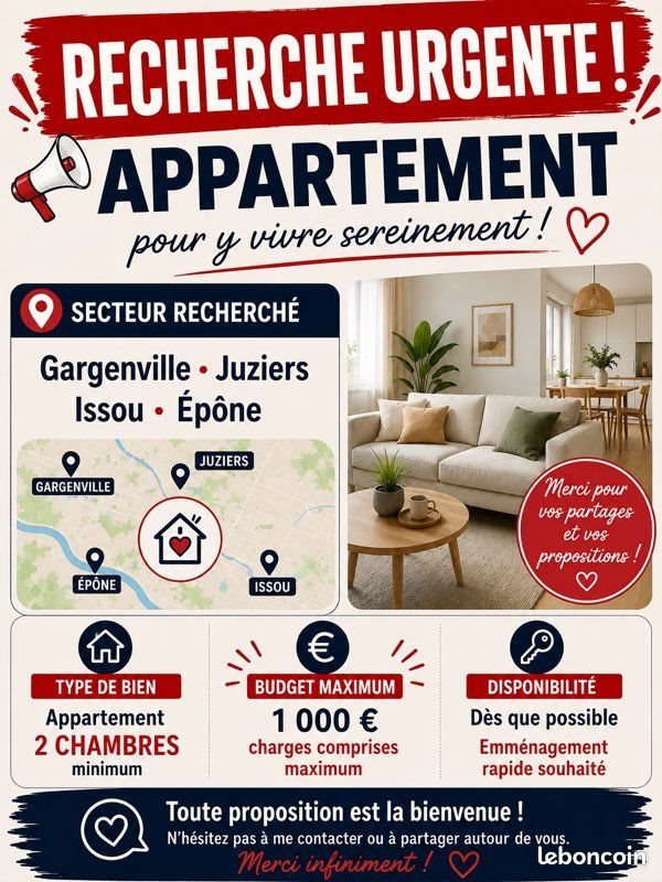 Appartement à louer, 60m², Gargenville