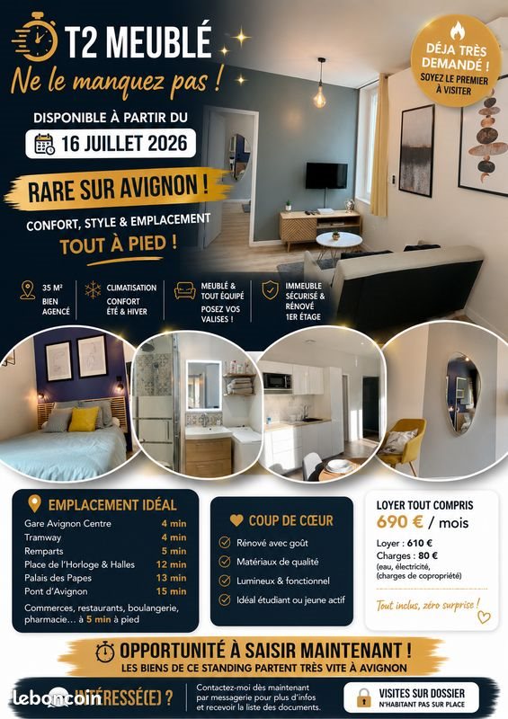 Appartement à louer, 35m², Avignon