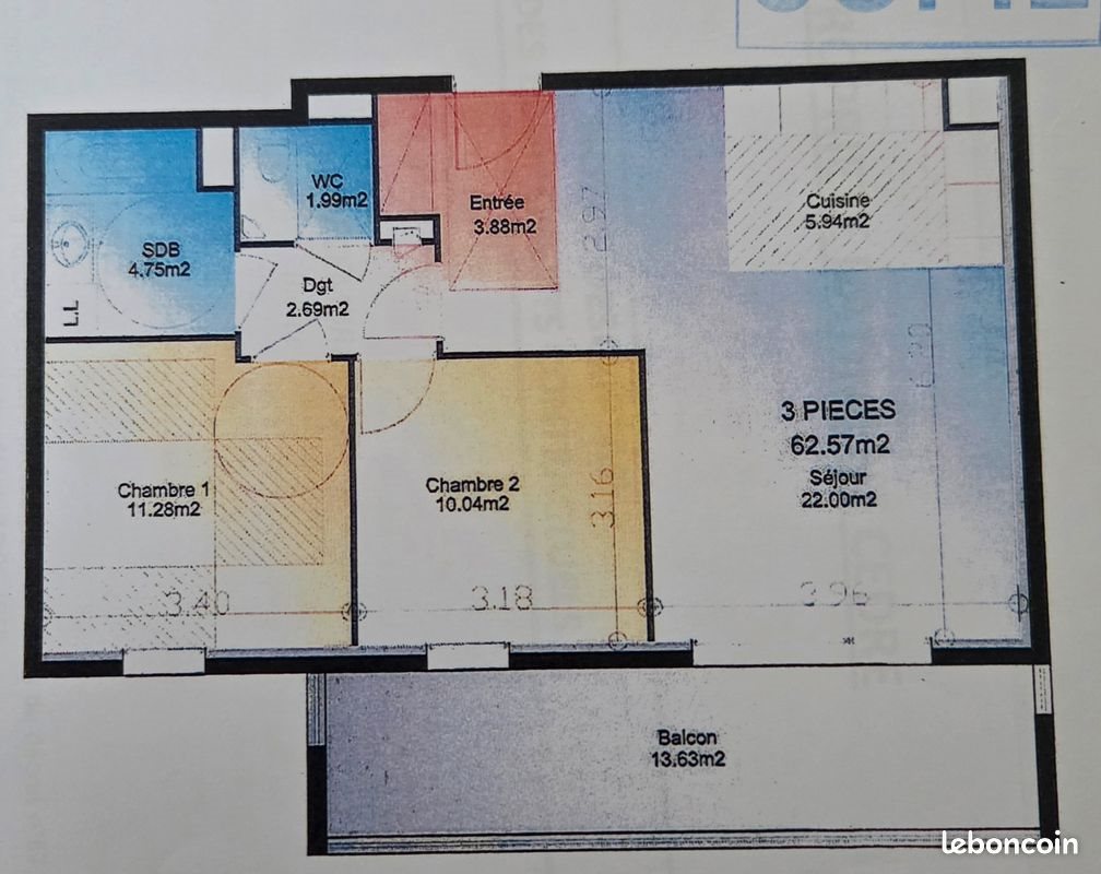 Appartement à vendre, 63m², Francheville