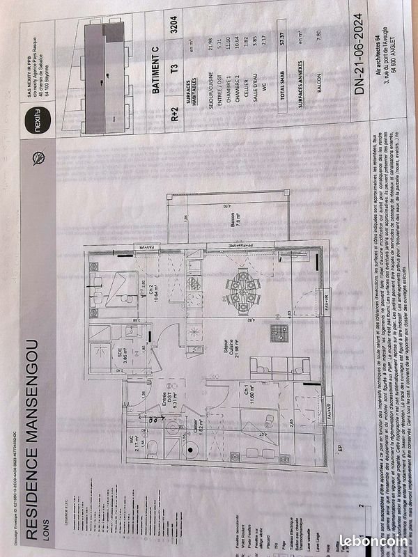 Appartement à vendre, 57m², Lons