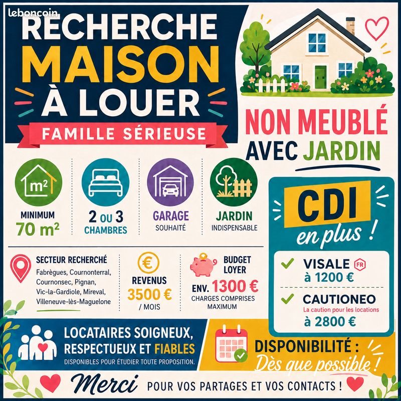 Maison à louer, 80m², Fabrègues