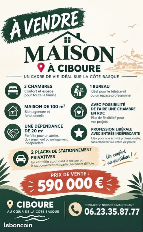 Maison à vendre, 120m², Ciboure