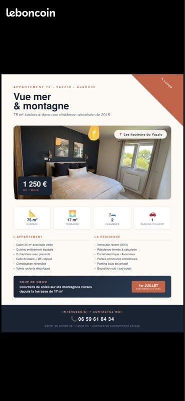 Appartement à louer, 75m², Ajaccio