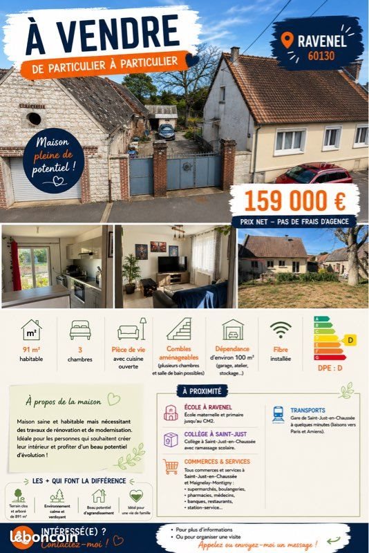 Maison à vendre, 91m², Ravenel