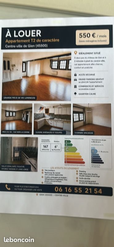 Appartement à louer, 77m², Gien