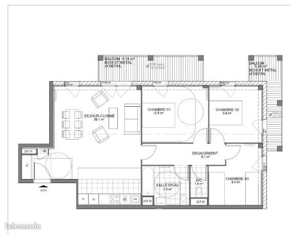 Appartement à louer, 80m², Torcy