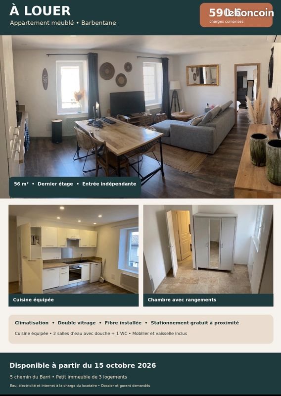 Appartement à louer, 56m², Barbentane