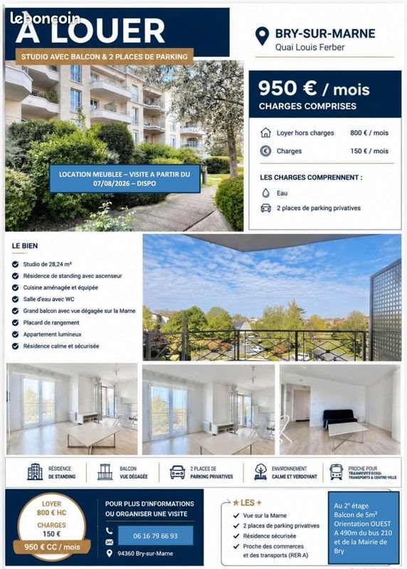 Appartement à louer, 28m², Bry-sur-Marne