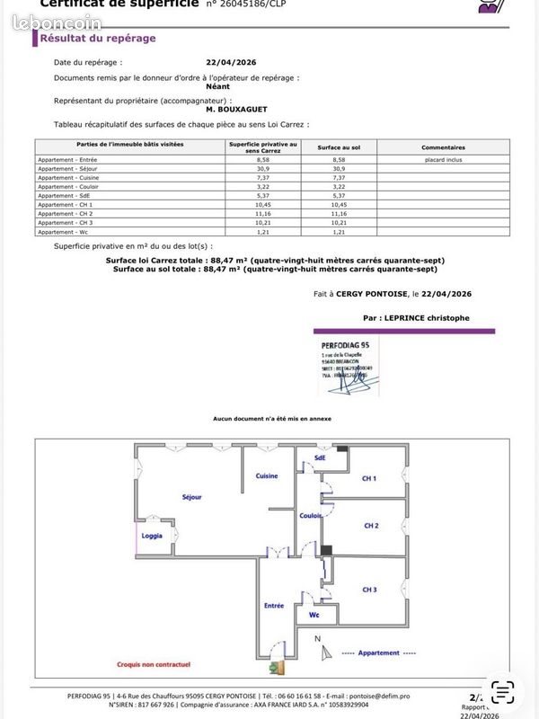 Appartement à vendre, 88m², Cergy