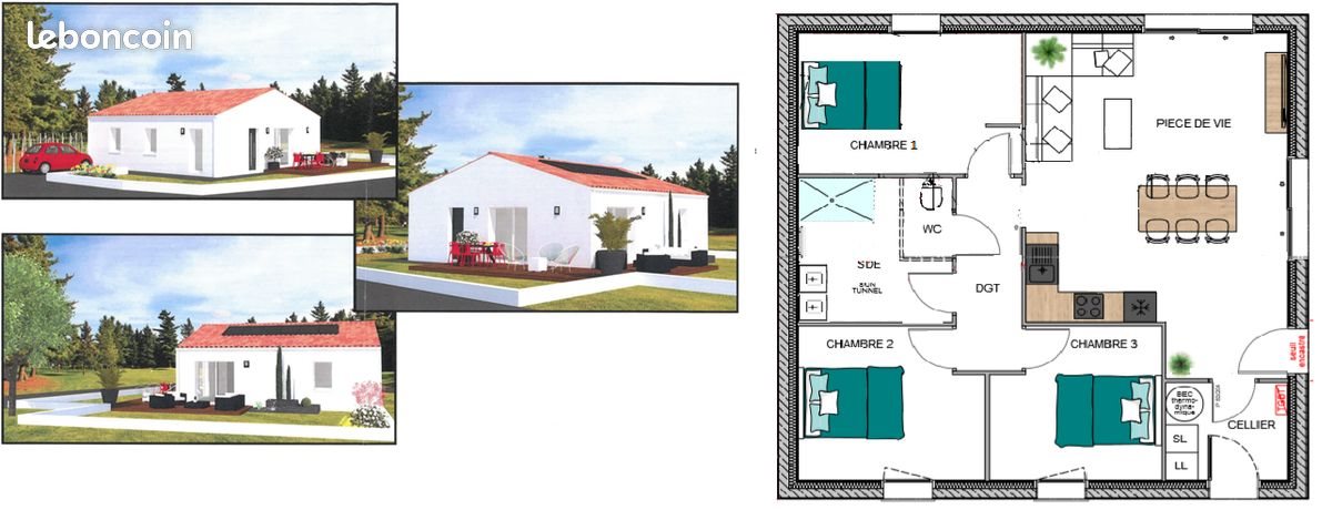 Maison à louer, 77m², Challans