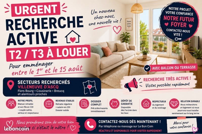 Appartement à louer, 50m², Villeneuve-d'Ascq