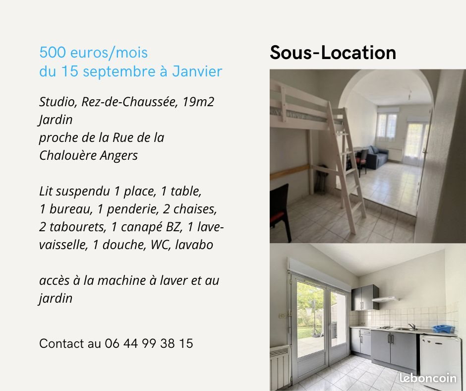 Appartement à louer, 19m², Angers