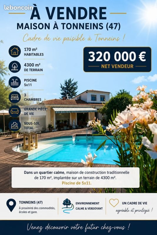 Maison à vendre, 170m², Tonneins