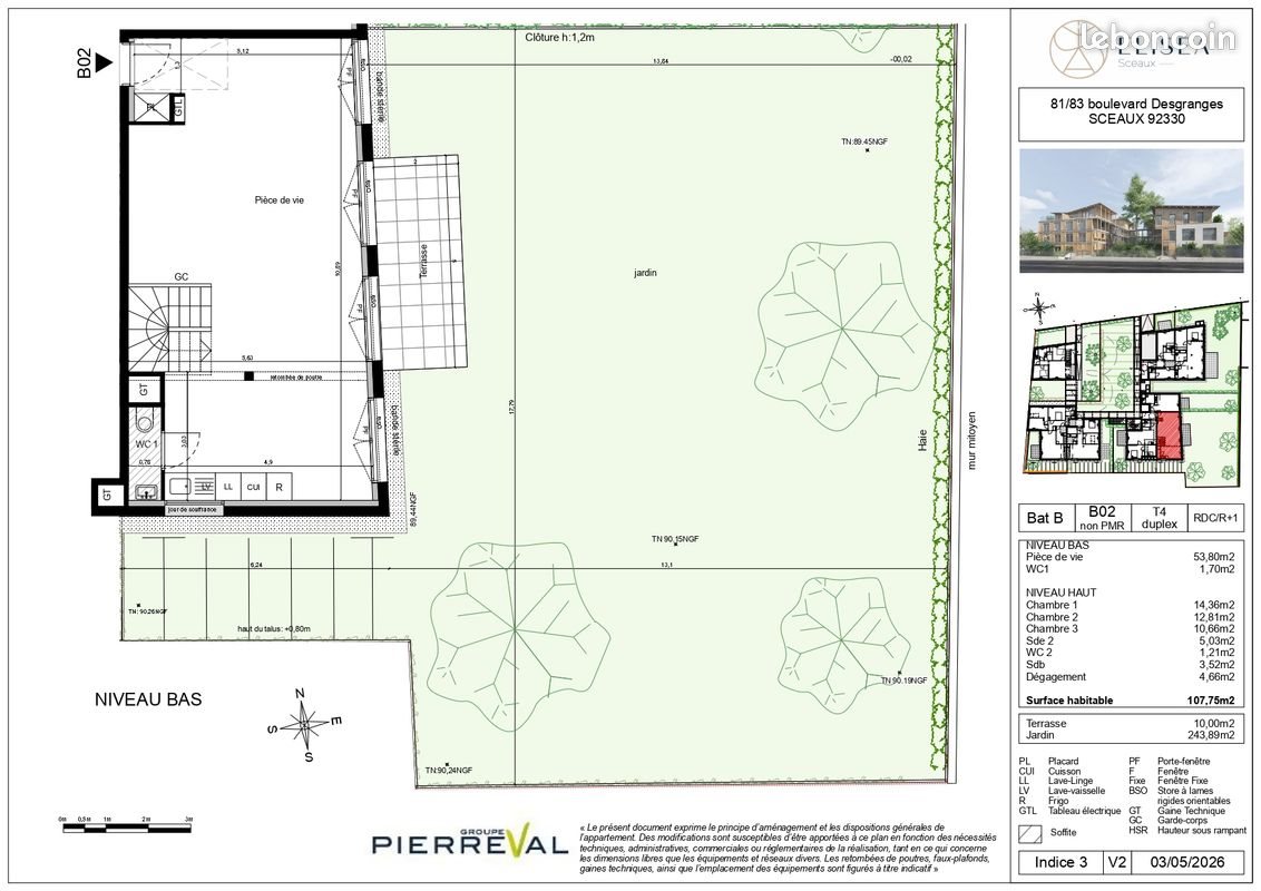 Appartement à vendre, 107m², Sceaux
