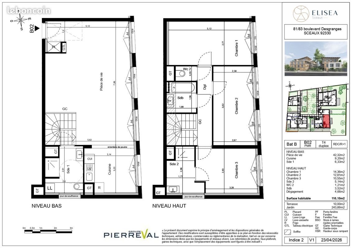 Appartement à vendre, 107m², Sceaux