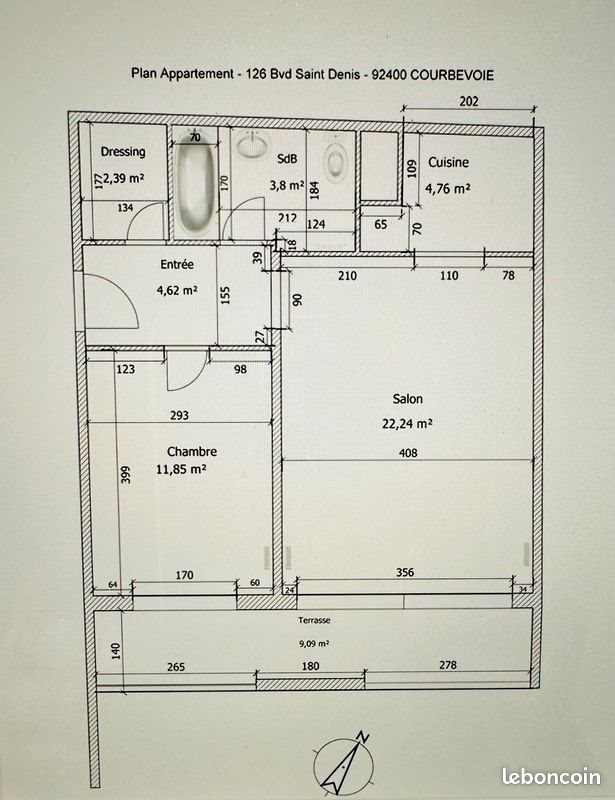 Appartement à louer, 50m², Courbevoie