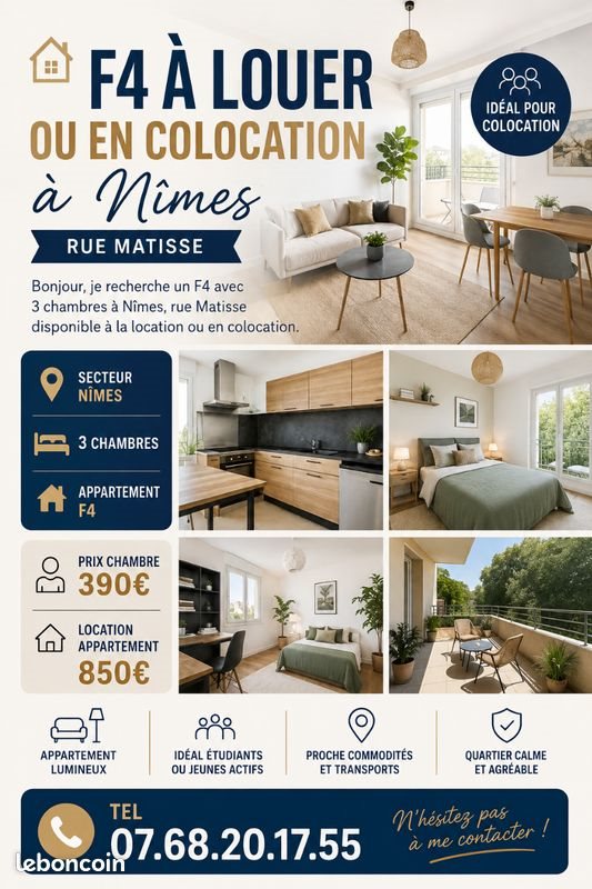 Appartement à louer, 73m², Nîmes
