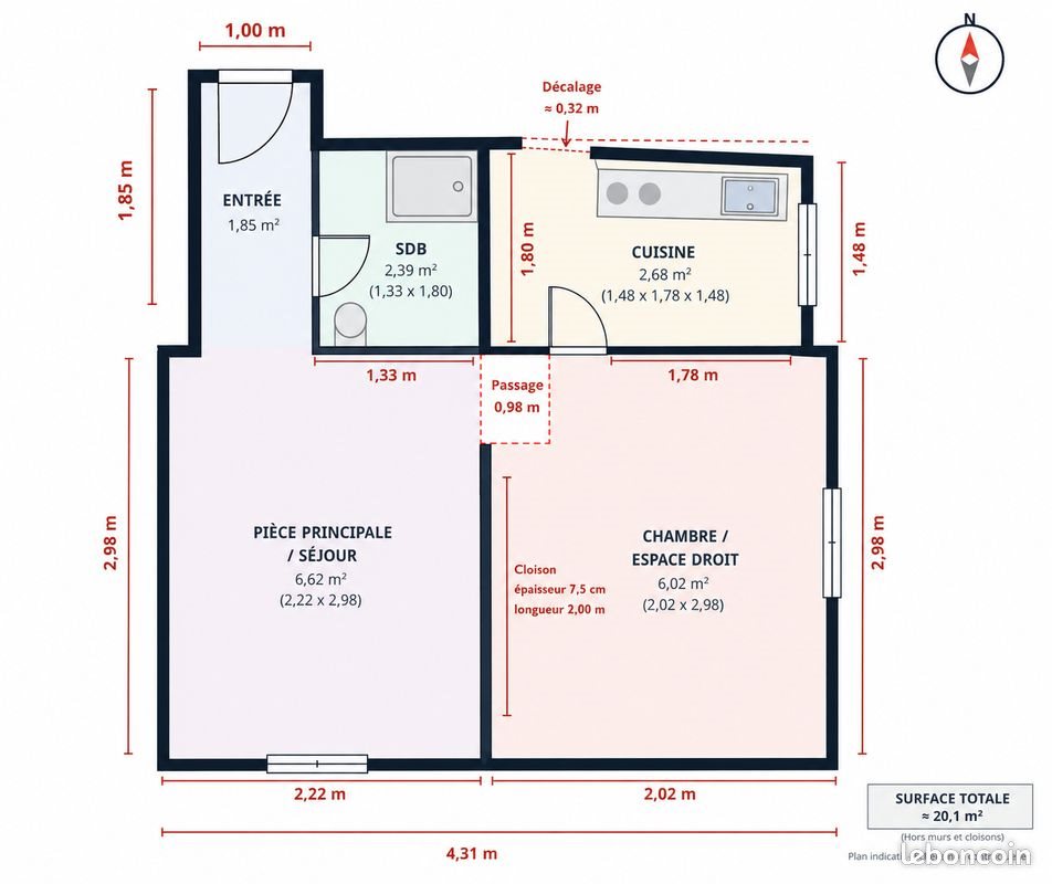 Appartement à vendre, 19m², Paris 20ème