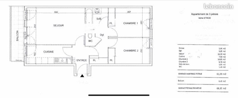 Appartement à vendre, 62m², Massy