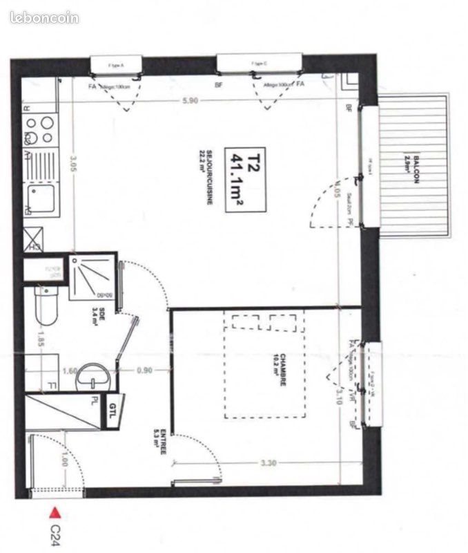 Appartement à louer, 41m², La Verrière