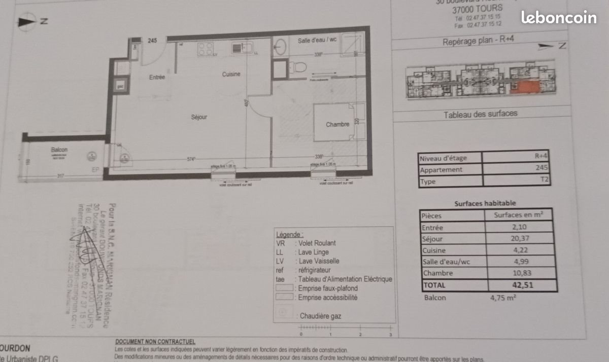 Appartement à vendre, 42m², Tours