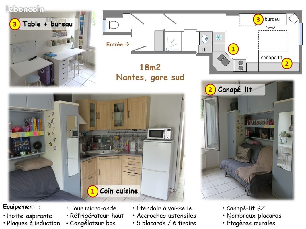 Appartement à louer, 18m², Nantes