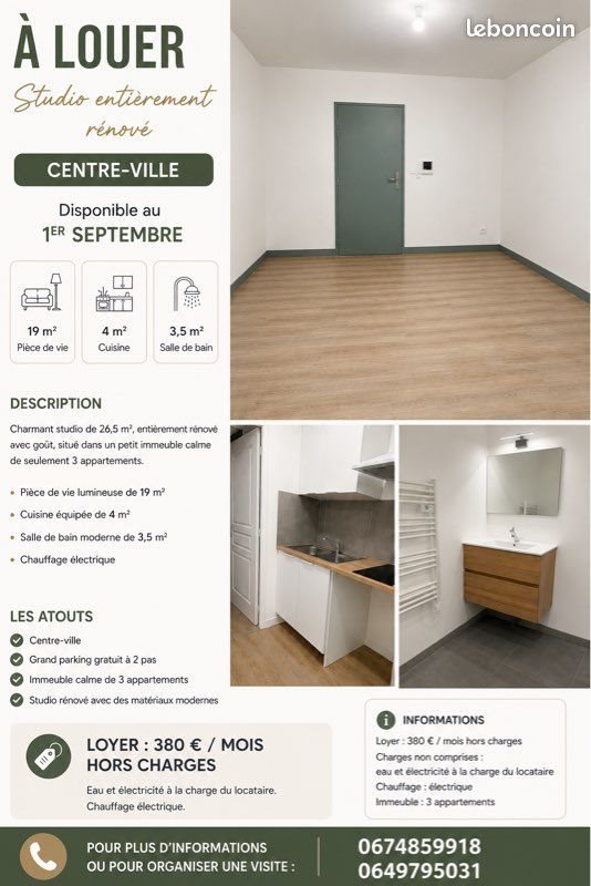 Appartement à louer, 26m², Saint-Girons