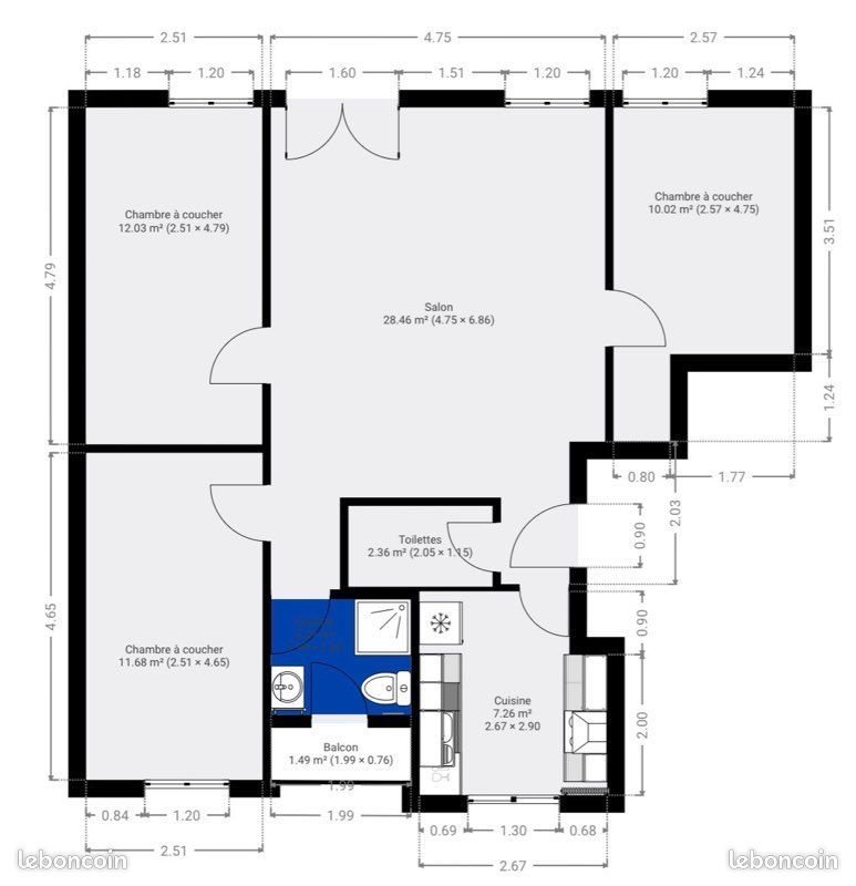 Appartement à louer, 75m², Saint-Martin-d'Hères