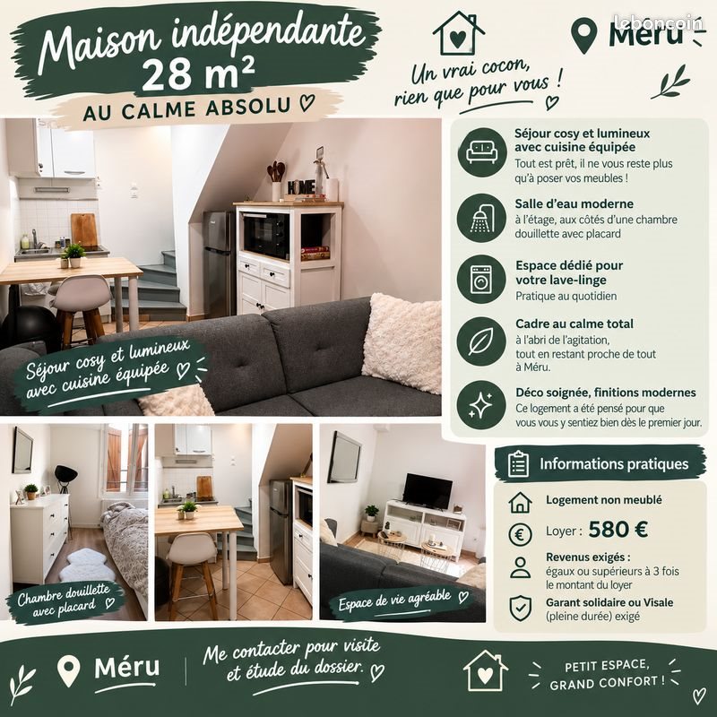 Maison à louer, 28m², Méru