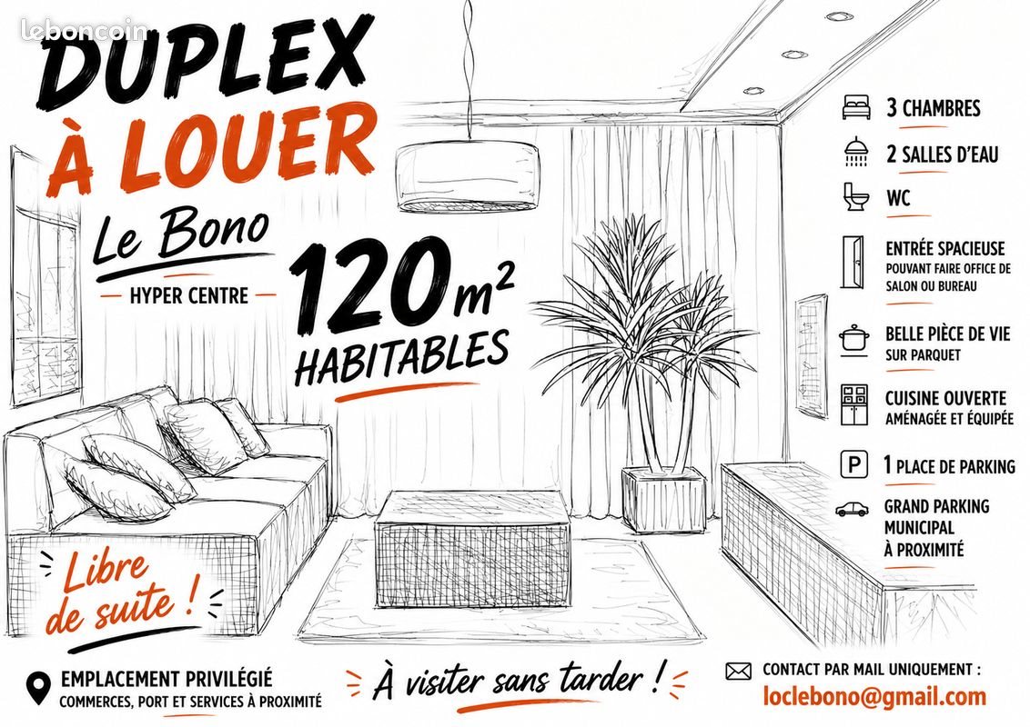 Appartement à louer, 120m², Le Bono