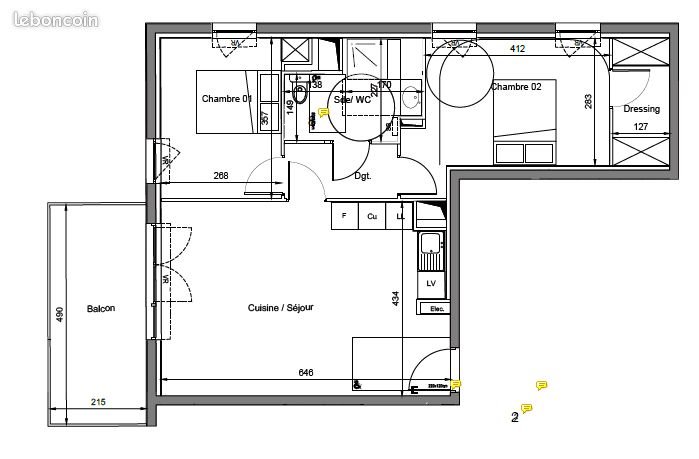 Appartement à louer, 61m², Lattes