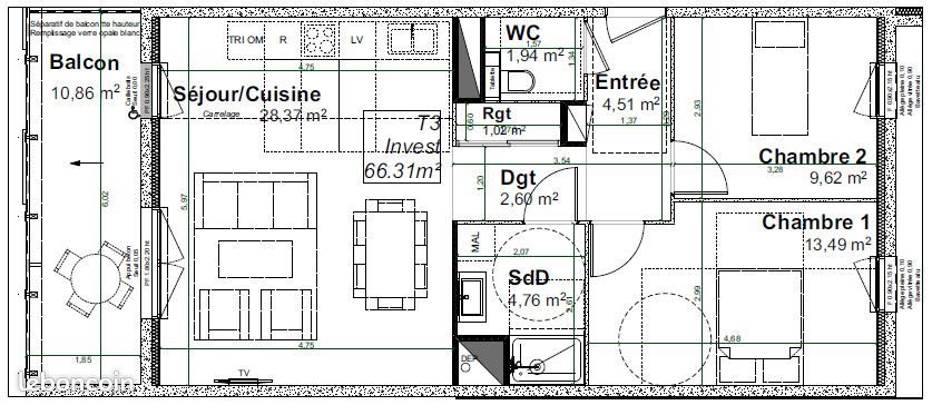 Appartement à louer, 66m², Rouen