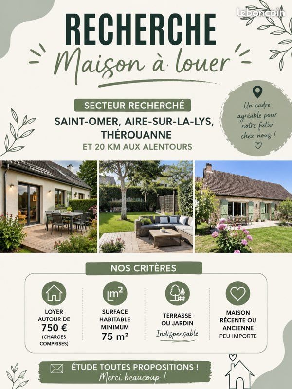 Maison à louer, 75m², Saint-Omer