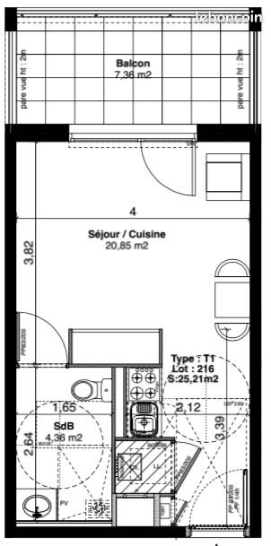 Appartement à louer, 25m², Craponne