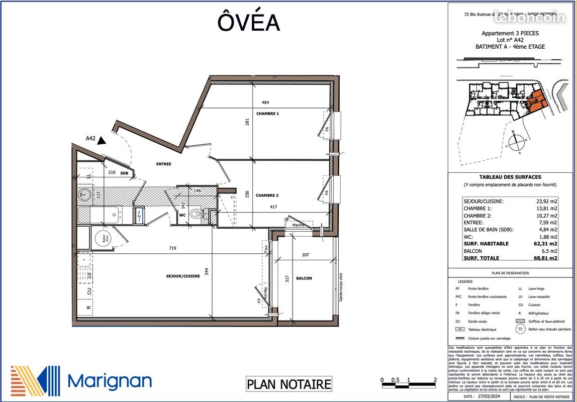 Appartement à louer, 62m², Béziers