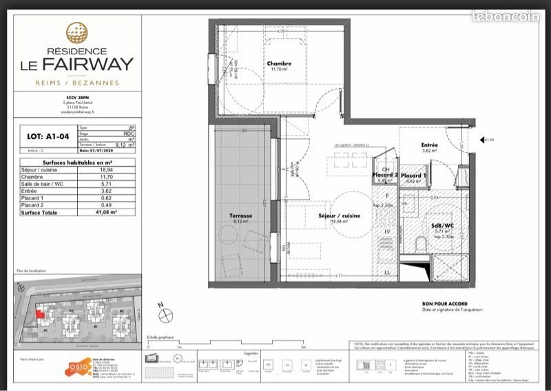 Appartement à louer, 40m², Bezannes
