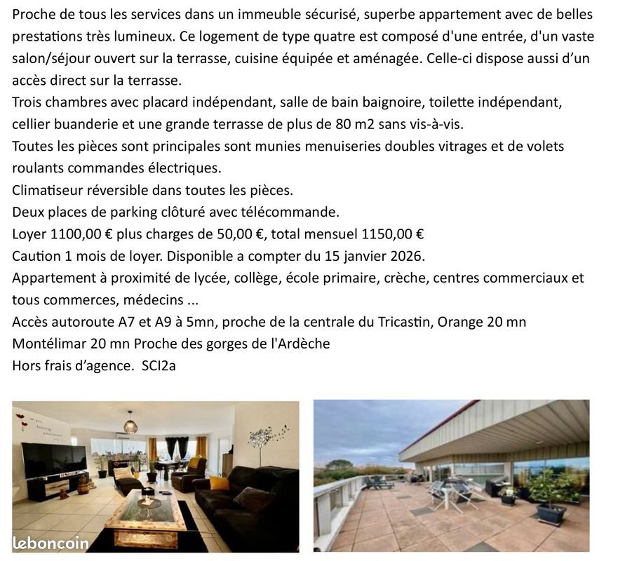 Appartement à louer, 125m², Bollène