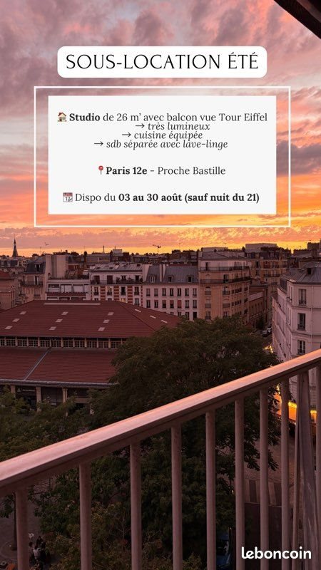 Appartement à louer, 26m², Paris 12ème